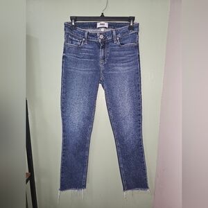 Paige Skyline Skinny Crop Raw Hem Greece Jeans 27
